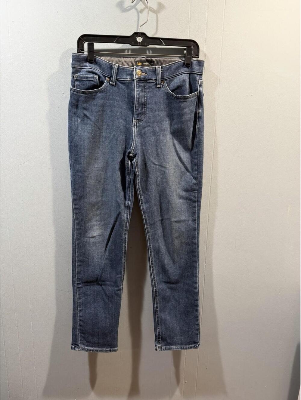 Womens Lee Slim Fit Straight Leg Mid Rise Jeans Size 6 Medium Blue